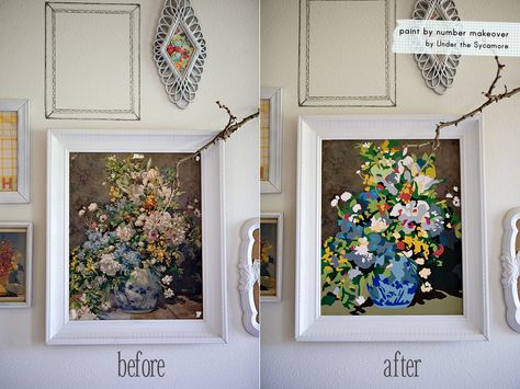 Old painting makeover (with one i don't really like in the first place.. but that original flower vase one was cool!) Thrift Store Art, Number Art, Thrift Store Crafts, Upcycled Art, Diy Paint, Old Paintings, Upcycled Crafts, Diy Wall Art, Paint By Number