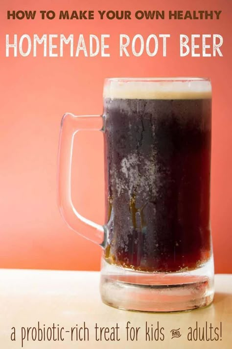 Homemade Root Beer, Fermentation Station, Root Beer Recipe, Homemade Rootbeer, Fermented Drinks, Beer Recipe, Homemade Soda, Probiotic Drinks, Wellness Mama