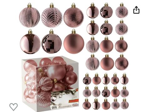 Absolutely gorgeous on any tree! Rose Gold Christmas Ornaments, Wreath Centerpieces, Wreath Party, Halloween Tree Decorations, Rose Gold Christmas Tree, Rosé Christmas, Gold Christmas Ornaments, Christmas Ball Ornaments, Rose Gold Christmas