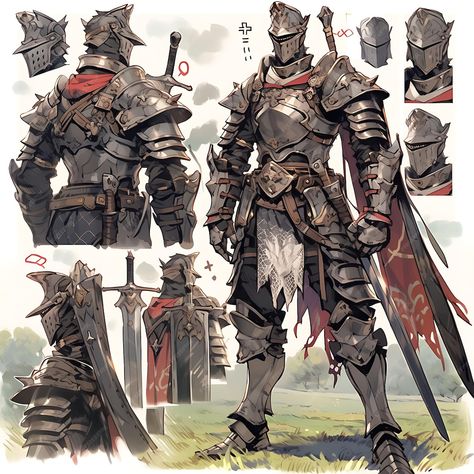 Medieval Armor Concept Art, Armour Drawing Reference, Knight Armor Art, Knight Character Design, Knight Manhwa, Knight Concept Art, Knight Suit, Knight Anime, Fantasy Knight