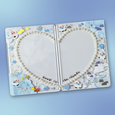 Heart Toploader, Gyaru Journal, Blue Toploader, Toploader Deco, Journal 3, Welcome To My Page, Heart Frame, Book Ideas, Gyaru