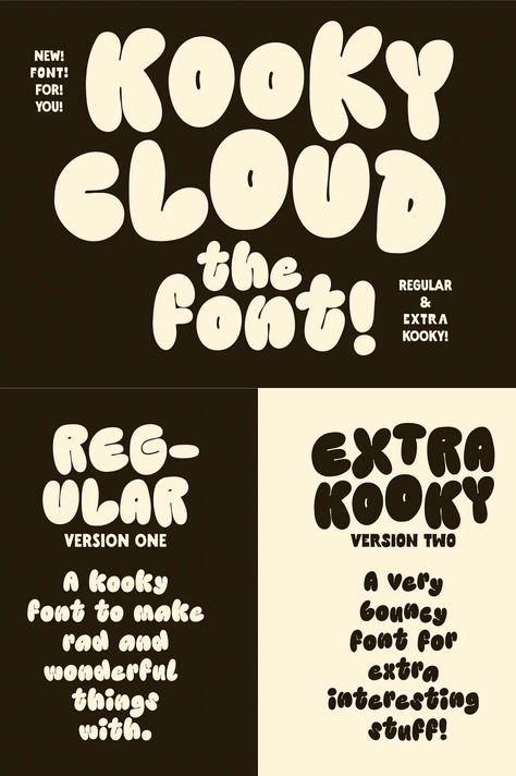 Kooky Cloud Font, Cloud Font Canva, Display Font Typography, Thick Typography, Cute Typography Design, Cloud Lettering, 2023 Fonts, Bubble Typography, Urban Graphic Design