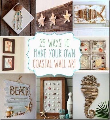 29 Best DIY Coastal Wall Art Ideas and Projects. #homedecor #beach #nautical #walldecor Coastal Diy, Beach Crafts Diy, Deco Marine, Wall Art Tutorial, Diy Wand, Beach Theme Bathroom, Beach Bathroom Decor, Wall Art Crafts, Beachy Decor