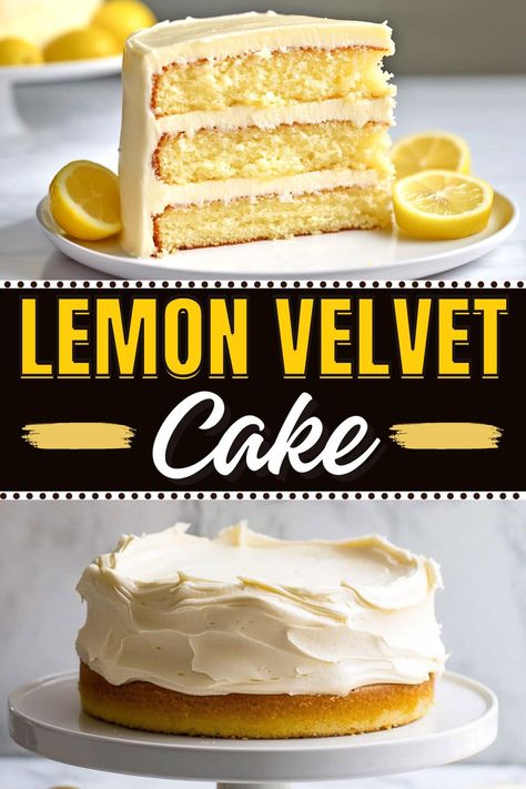 Lemon Cake Cream Cheese Frosting, Lemon Velvet Cake With Cream Cheese, Lemon Velvet Cake Recipe, Cake Flavors And Fillings, Lemon Velvet Cake, Citrus Cake, Candied Lemon Peel, Cream Cheese Frosting Cake, Lemon Layer Cakes