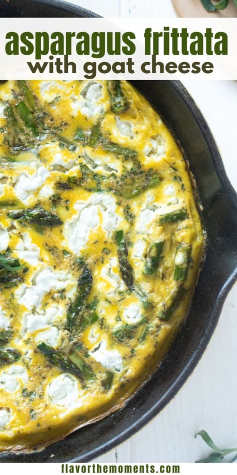 Fritata Recipe Asparagus, Goats Cheese Frittata, Asparagus Mushroom Frittata, Goat Cheese Asparagus, Goat Cheese Frittata Recipes, Frittata With Asparagus, Goat Cheese And Egg Breakfast, Asparagus Goat Cheese Quiche, Asparagus For Breakfast