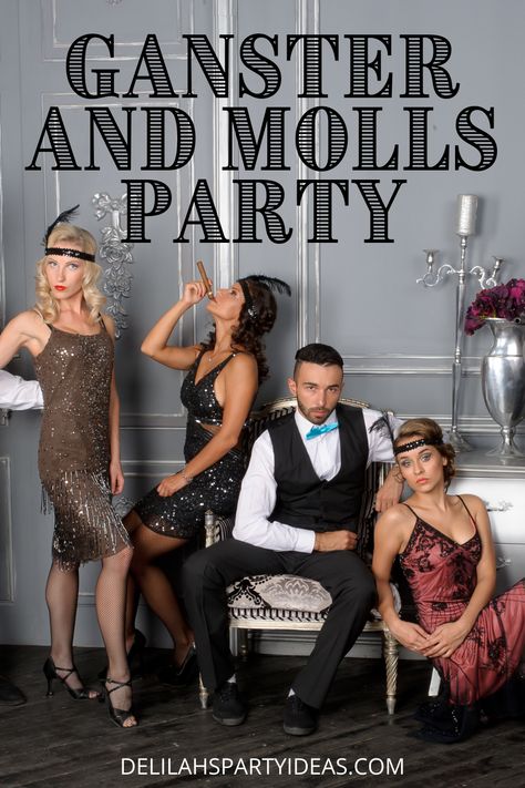 30s Themed Party Ideas, Bugsy Malone Costume, Al Capone Party Theme, Ganster Party Theme, Italian Mobster Theme Party, Gangsters And Molls Party, Peaky Blinders Dress Women, Roaring 20s Party Outfit Men, Roaring 30s Birthday Party