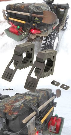 These clamps are great for carrying extra gear on your ATV or UTV. The clamps also have many other uses, from the home and the garage or the basement to an RV, boat, four-wheelers, ATV's. Whatever your need may need may be, this mount will work. The Quick Fist Original Clamps are made in the United States from heavy duty, transportation grade rubber. Atv Gear, Motorcycle Camping Gear, Atv Trailers, Bug Out Vehicle, Truck Mods, Motorcycle Camping, Atv Accessories, Four Wheelers, Overland Vehicles