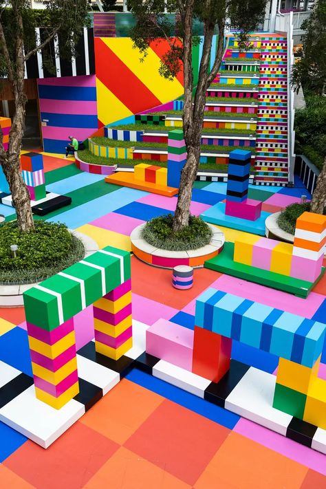 Colourful playground installation captures Hong Kong energy | Wallpaper Playground Installation, Graffiti Board, Energy Wallpaper, Exhibition Display Design, Frieze Art Fair, Zaha Hadid Design, Brand Activations, Creative Playground, Library Architecture