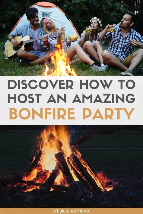 Bonfires are perfect for creating the ideal setting for a backyard party. There is nothing like the warmth and fun of sitting around a campfire to turn a summer or fall evening into a memorable evening with friends. Bonfires in your own backyard can make a casual gathering feel like a fully planned party without a lot of prep work. Bonfire parties are one of the easiest to organize. Want to learn how to throw a backyard bonfire party? then check out this comprehensive guide to wow your guests... Backyard Evening Party, Diy Bonfire Pit, Bonfire Menu, Bonfire Party Aesthetic, Bonfire Birthday Party Ideas, Backyard Campfire Party, Fall Bonfire Party, Bonfire Games, Bonfire Party Ideas