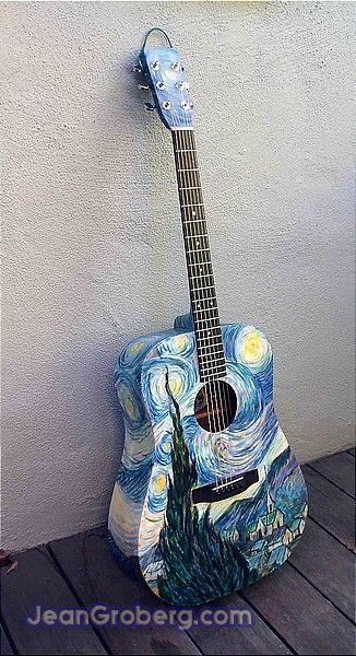 فنسنت فان جوخ, Ukulele Art, Instruments Art, Starry Night Painting, Guitar Painting, Arte Van Gogh, The Starry Night, Starry Night Van Gogh, Beautiful Guitars