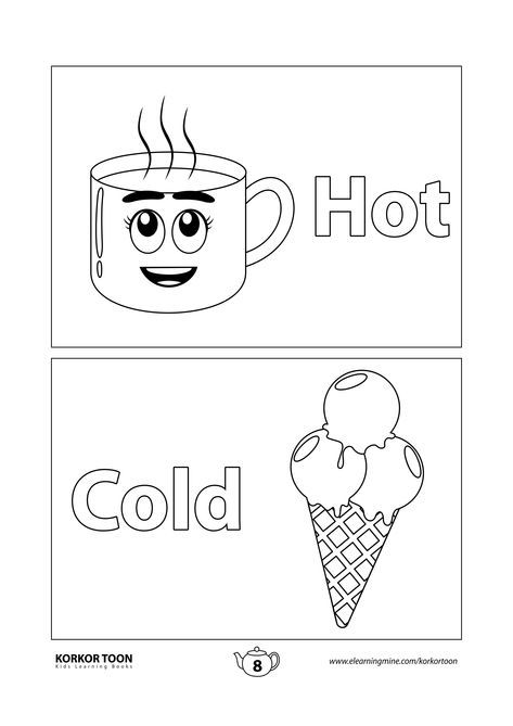 Left And Right Worksheets Kindergarten, Hot And Cold Worksheet, Preschool Opposites, Opposites For Kids, Opposites Preschool, The Opposites, Coloring Pages Easy, Work Binder, Learning Alphabet