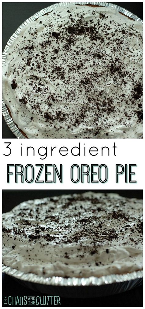 This 3 ingredient Frozen Oreo Pie is so simple to make. Your guests will never know what a fast and easy dessert it was to prepare. Tastes like cookies and cream ice cream cake. Trendy Desserts, Oreo Torte, Fast Easy Desserts, Oreo Desserts, Oreo Pie, Smores Dessert, Fast Desserts, Brownie Desserts, Oreo Recipes