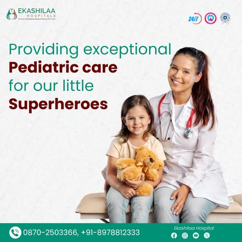 We are committed to providing exceptional pediatric care for our little superheroes. Ekashilaa Hospital is dedicated to providing the best possible care for your child. #pediatriccare #children #health #wellness #hospital #doctors #fitness #healthy #criticalcare #patientsafety Healthcare Ads, Charity Poster, Children Health, Hospital Health, Pediatric Care, Children Hospital, Health Post, Patient Safety, Health Day