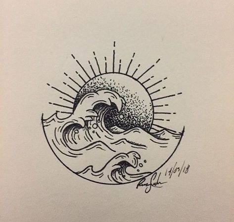 Ocean Themed Tattoos For Women, Waves Tattoo Design, Tato Realis, Ocean Tattoo Ideas, Ocean Wave Tattoo, Wave Tattoo Design, Wave Drawing, Sea Tattoo, Wave Tattoo