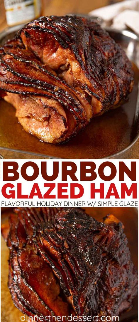 Bourbon Glazed Ham, Orange Glazed Ham, Maple Glazed Ham, Ideas Para La Cena, Daging Babi, Honey Bourbon, Roasted Ham, Ham Glaze Recipe, Easter Ham