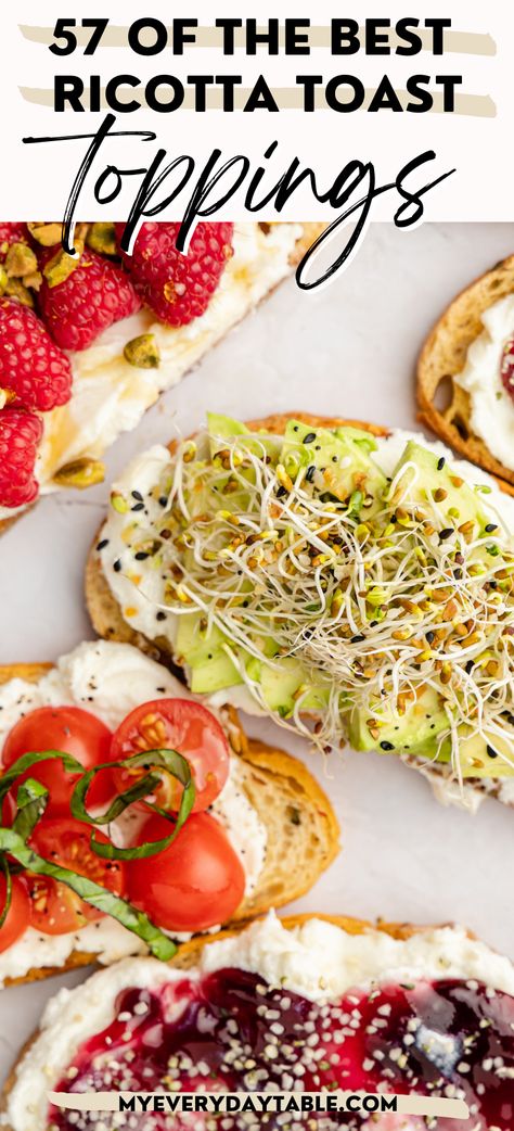 Ricotta Toast Breakfast, Ricotta Toast Recipes, Healthy Toast Toppings, Honey Making, Cheese Toast Recipe, Ricotta Cheese Recipes, Bread Toppings, Healthy Toast, Ricotta Toast