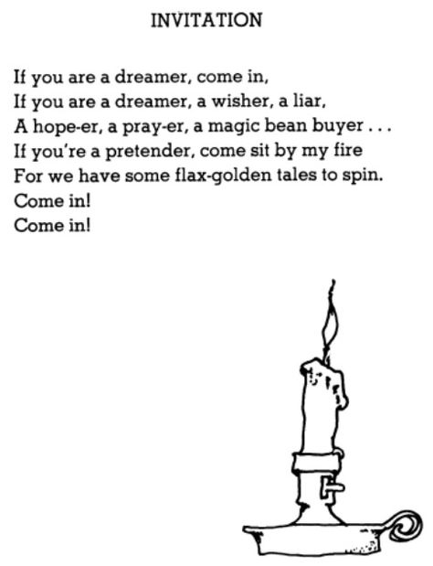 I'm a dreamer! Shel Silverstein Silverstein Poems, Shel Silverstein Poems, Where The Sidewalk Ends, National Poetry Month, Poetry Month, Shel Silverstein, Never Stop Dreaming, The Poem, Ex Libris