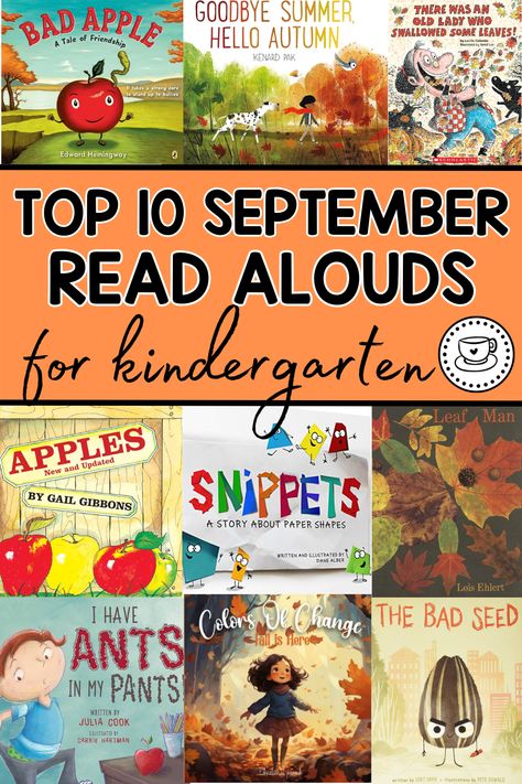 Students will love these amazing stories perfect for the month of September!  Apples, changing leaves, and back to school are all covered in these read alouds that are a must have in any kindergarten classroom! #Kindergarten #ReadAlouds #Books Apple Read Alouds, September Read Alouds Kindergarten, November Read Alouds First Grade, Apple Read Alouds Kindergarten, Fall Read Alouds Kindergarten, Read Aloud Activities Kindergarten, Kindergarten Read Alouds And Activities, September Read Alouds, Fall Read Alouds