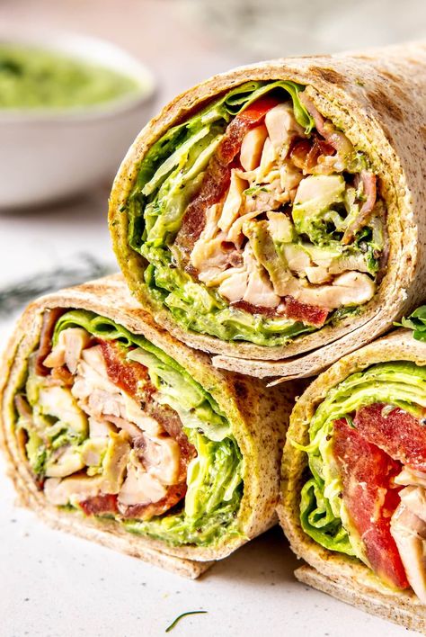 CHICKEN BACON GREEN GODDESS RANCH WRAPS Cucumber Chicken Green Goddess Wrap, Green Goddess Chicken Wrap, Grilled Chicken Wrap Recipes Healthy, Green Goddess Ranch, Dinner Hosting, Ranch Wraps, Grilled Chicken Wraps, Chicken Bacon Ranch Wrap, Paleo Brownies