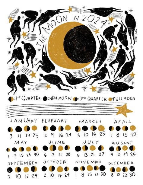 Moon Phase Calendar, Moon Calendar, Calendar Wallpaper, Witchy Vibes, Art And Illustration, Pics Art, Book Of Shadows, Moon Phases, Art Inspo