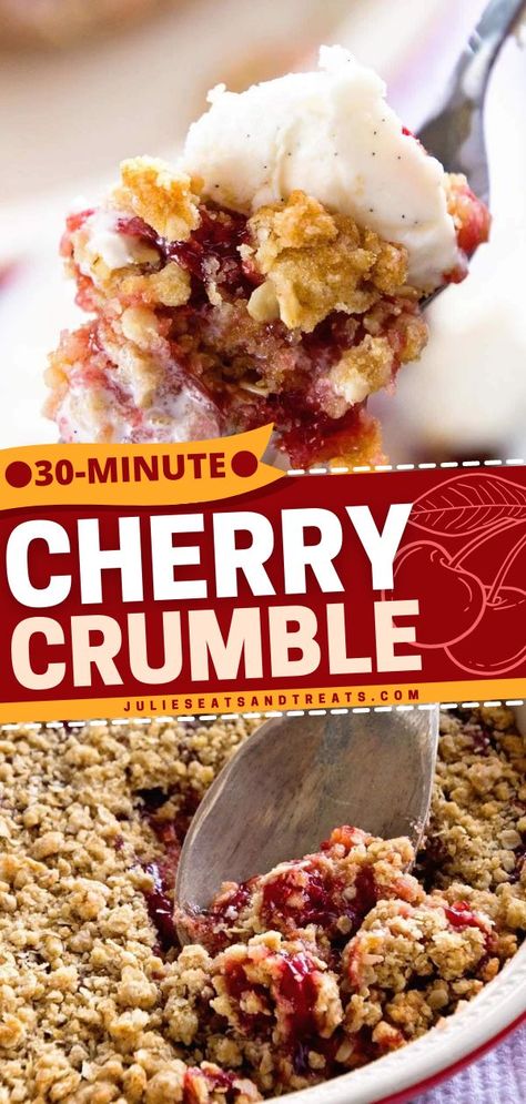 Cherry Crumble Recipe, Cherry Crumble Pie, Cherry Pie Crumble, Pie Filling Desserts, Cherry Crisp Recipe, Easy Cherry Cobbler, Cherry Pie Filling Recipes, Cherry Recipes Dessert, Cherry Cobbler Recipe