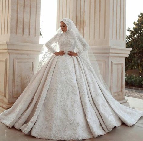 Ball Gown Muslim Wedding Dresses 2020 Long Sleeves Lace Beads Bridal Gowns robe de mariée Plus Size Arabic Church Wedding Dress _ - AliExpress Mobile Islamic Wedding Dress, Hijabi Wedding, Muslim Wedding Gown, Church Wedding Dress, Arabic Wedding Dresses, Arabic Wedding, Muslimah Wedding Dress, Wedding Dress Types, Big Wedding Dresses