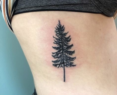 Balsam Tree Tattoo, Balsam Fir Tattoo, Pine Tree Line Tattoo, Tattoo Pine Tree, Tree Tattoo Green, Tree Line Tattoo, Buttercup Tattoo, Evergreen Tree Tattoo, Pine Tattoo