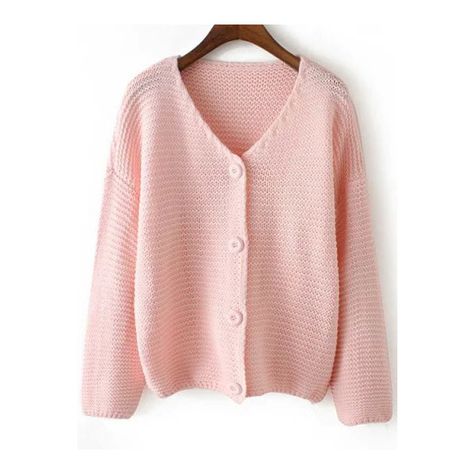 SheIn(sheinside) Pink V Neck Long Sleeve Buttons Knit Sweater ($20) ❤ liked on Polyvore featuring tops, sweaters, pink, long sleeve knit tops, vneck sweater, v neck sweater, pink v neck sweater et loose sweater Lazy Clothes, Long Pink Sweater, Pink V Neck Sweater, Baby Pink Sweater, Pink Pullover Sweater, Dream Aesthetic, Cute Lazy Outfits, Loose Knit Sweaters, Long Sleeve Pullover Sweater