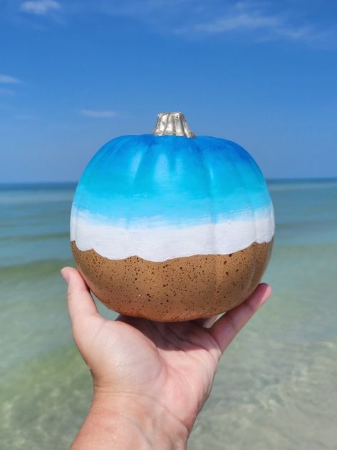 Shop Blue Coastal Pumpkins for Fall Decor Beach Pumpkins, Coastal Fall Decor Ideas, Beach Thanksgiving, Coastal Pumpkins, Pumpkins Crafts, Decorating Pumpkins, Diy Pumpkins Crafts, Diy Pumpkins, Coastal Fall