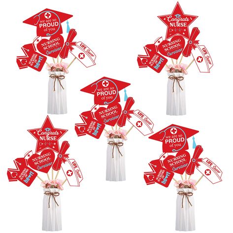 PRICES MAY VARY. Party Centerpiece Sticks: Include 24 double-sided printed cards (6 designs, 4 each), 24 wooden dowel sticks, 48 adhesive dots. Ideal for 2024 graduation decorations. Wide Application: 2024 Nurse graduation centerpiece sticks can be used as table decorations, wall decor, cake toppers, photo booth props and photo banner or DIY ideas for 2024 high school, college, nursing school, medical school, RN, BSN graduation party decorations. High Quality: Our table toppers are made of hard Nurse Graduation Party, Graduation Centerpiece, Nurse Graduation, Graduation Party Supplies, Class Of 2024, Table Toppers, Graduation Party, Nursing, Party Supplies