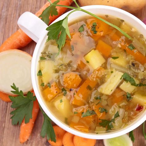 Vegetable Soup Recipe (No stock or broth needed) – Yum Eating Tangerine Marmalade Recipes, Marmalade Recipe, Vegetable Soup Recipes, Bread Recipes Sweet, Creamy Soup, Recipe Steps, Baking Flour, Healthy Eating Recipes, Vegetable Soup