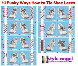 14 Funky Ways how to tie shoe laces Ways To Tie Shoelaces, Ways To Lace Shoes, How To Tie Shoes, Tie Shoelaces, School Dresses, Pattern Steps, Funky Fashion, Shoe Lace Patterns, Shoe Lace