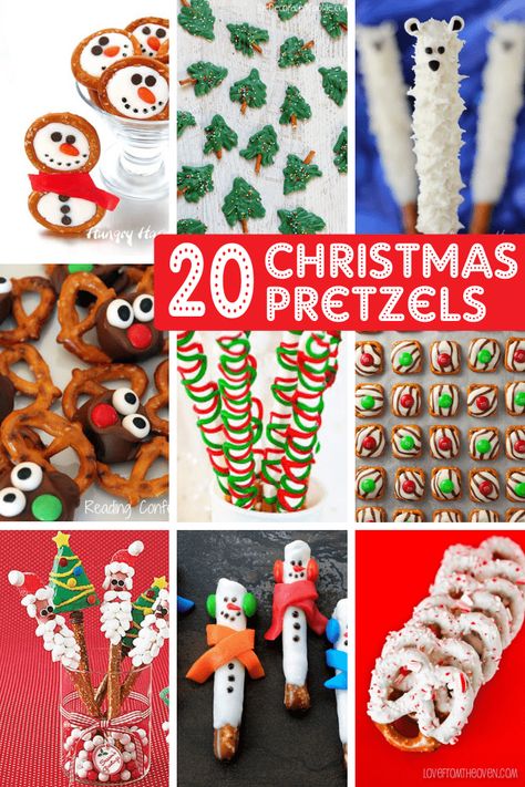 A roundup of 20 CHRISTMAS PRETZELS -- Use store-bought pretzels to create fun homemade Christmas gifts or Christmas treats Circle Pretzel Christmas, Circle Pretzel Treats, Work Cupcakes, Holiday Pretzel Treats, Holiday Pretzels, Incredible Desserts, Christmas Desert, Christmas Pretzels, Thanksgiving Brunch