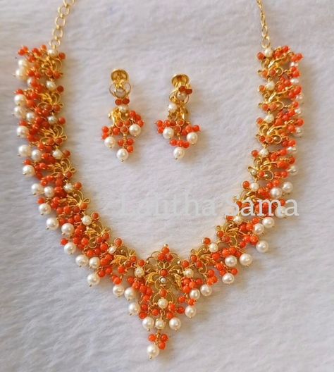 Gold Jewlry, Pearl Necklace Indian, Indian Gold Necklace Designs, Trendy Silver Jewelry, Coral Jewellery, Coral Jewelry Set, Ornament Designs, Neck Pieces Jewelry, Gold Ornament