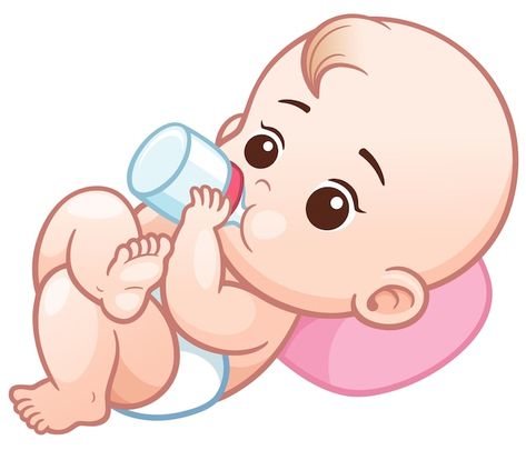 Cartoon baby holding a milk bottle | Premium Vector #Freepik #vector #baby-cartoon #cute-baby #happy-baby #little-baby Hospital Cartoon, Baby Shower Images, Baby Boy Cards, Baby Frame, Baby Stickers, Boy Cards, Baby Drawing, Baby Journal