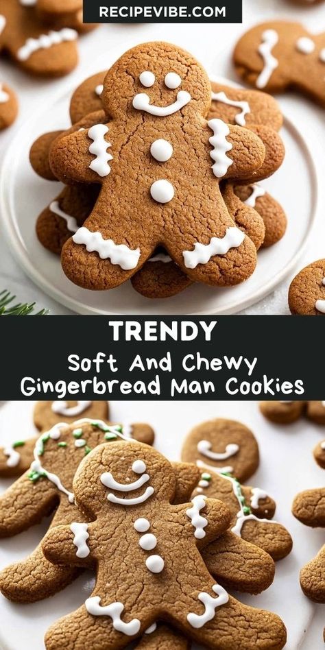 Looking to add a cozy touch to your Christmas Desserts? These Soft and Chewy Gingerbread Man Cookies are a timeless classic that brings joy to any celebration! Be sure to save this delightful recipe for your holiday baking plans and create sweet memories with loved ones. Chewy Gingerbread Men, Gingerbread Man Cookies Recipe, Gingerbread Man Cookie Recipe, Gingerbread Man Recipe, Gingerbread Cookies Recipe, Soft Gingerbread Cookies, Ginger Bread Cookies Recipe, Man Cookies, Ginger And Cinnamon