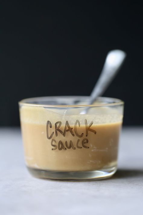 Crack Sauce Recipe (AKA The Best Tahini Dressing!) - The Conscientious Eater Vegan Blt Sandwich, Beautiful Salads, Oil Free Salad Dressing, Soy Dressing, Food Rocks, Tahini Sauce Recipe, Vegan Sauce Recipes, Tahini Dressing Recipe, Honey Jam