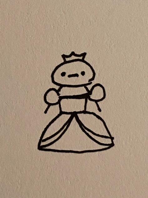 Princess Doodles Easy, Little Character Doodles, Cute Mini Sketches, Easy Drawings To Do When Bored, Drawing Ideas Easy Funny, Mini People Drawing, Mr Bored Drawing, Princess Aesthetic Drawing, Mr Bored Doodle