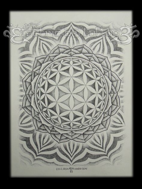 Flower of Life Mandala 2012 by ~Ash-Harrison on deviantART Space Tattoo Sleeve, Mandala Nature, Flower Of Life Mandala, Flower Of Life Tattoo, Geometric Mandala Tattoo, Sacred Geometry Tattoo, Geometry Tattoo, Sacred Geometry Art, Geometric Mandala