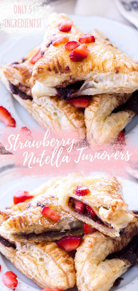 Strawberry Nutella Dessert, Nutella And Strawberry Recipes, Nutella Strawberry Puff Pastry Recipes, Strawberry Nutella Puff Pastry, Morning Pastry Recipes, Puff Pastry Dessert Nutella, Nutella And Puff Pastry Recipes, Puff Pastry Nutella Recipes, Easy Nutella Dessert Recipes