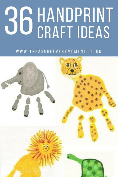 CHILDREN: 36 Handprint Craft Ideas Hand Print Animals, Hand Print Art, Baby Handprint Crafts, Baby Handprint, Footprint Art, Handprint Craft, Handprint Crafts, Handprint Art, Toddler Art