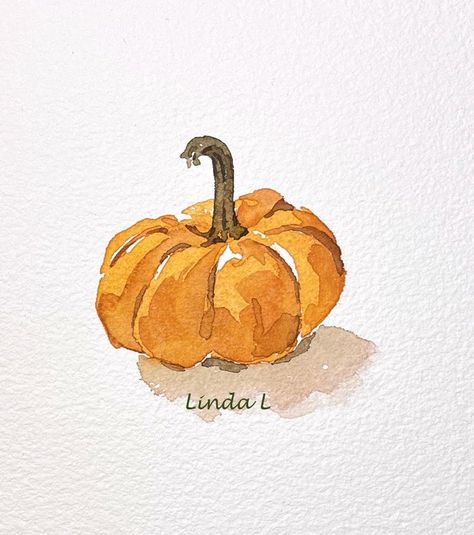 watercolor pumpkin Watercolor Pumpkins Autumn, Beginners Watercolor, Pumpkin Watercolor, Painting Pumpkin, Fall Drawings, October Art, Watercolor Pumpkin, Watercolor Birthday Cards, Watercolor Fruit