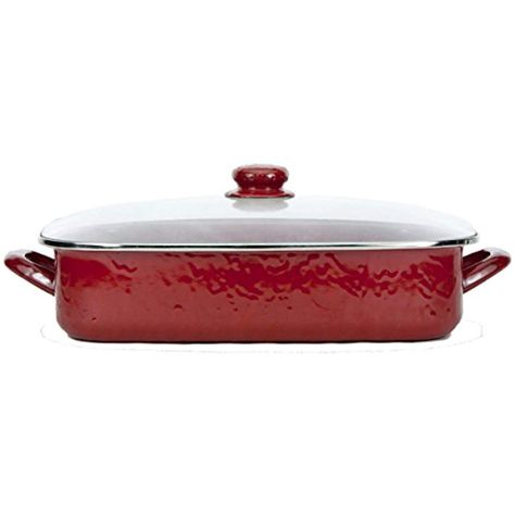 Enamelware - Red on Red Texture Pattern -16 x 12.5 x 4 Inch Lasagna Pan Set ** Find out more about the great product at the image link. (This is an affiliate link) #cookware Red Texture, Golden Rabbit, Induction Oven, Lasagna Pan, Fun Baking, Paint Line, Kitchen Pot, Solid Red, Pan Set