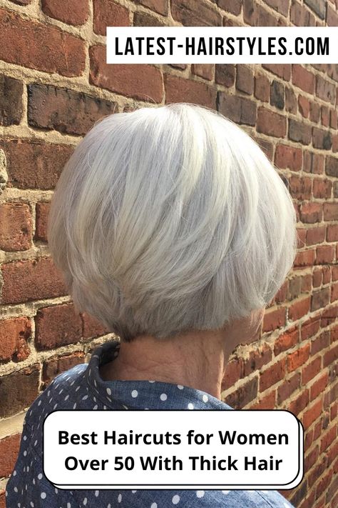 If you're an older woman with thicker hair, check out our collection of hairstyle photos to find your next hairstyle for women over 50 with thick hair. (Photo credit Instagram @hair_motif) Bob Hair Styles For Fine Hair Over 50 Older Women, Short Haircuts For Women Over 50 With Thick Hair, Short Hair For Thick Hair Over 50, Styles For Grey Hair Over 50, Over 60 Bob Hairstyles For Women, Short Hairstyles For Coarse Hair, Short Haircuts For Thick Hair Over 50, Thick Hair Styles For Women Over 50, Hair Styles For Course Thick Hair