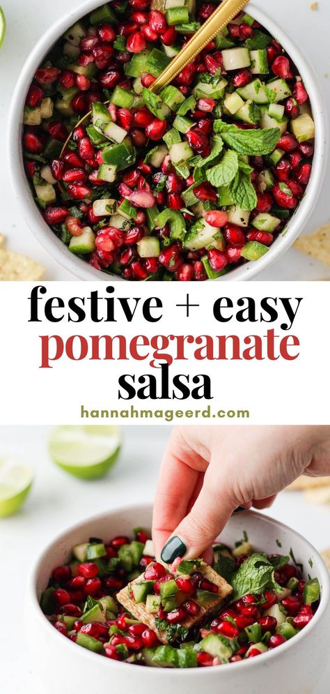 Pomegranate Salsa Recipes, Vegan Pomegranate Recipes, Pomogranette Recipes, Pomagranet Recipe, Pomegranate Seeds Recipe, Pomegranate Salsa, Fresh Salsa Recipe, Vegan Dips, Pomegranate Recipes