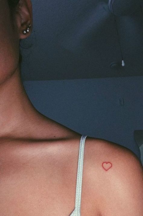 Red Heart Tattoo, Red Heart Tattoos, Small Heart Tattoos, Bone Tattoos, Heart Tattoos, Inspiration Tattoos, Small Tattoos Simple, Red Ink Tattoos, Cute Tiny Tattoos