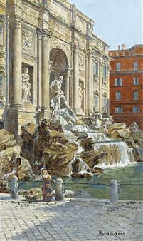 THE TREVI FOUNTAIN IN ROME Fountain In Rome, Rome Painting, The Trevi Fountain, Architecture Antique, Venice Painting, Rome City, Rome Antique, City Painting, Trevi Fountain