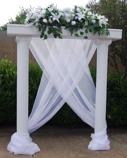 love the draping Pillar Decor, Pillar Decorations, Wedding Columns, Column Decoration, Wedding Pillars, Wedding Set Up, Greek Wedding, Wedding Rentals, Wedding Stage