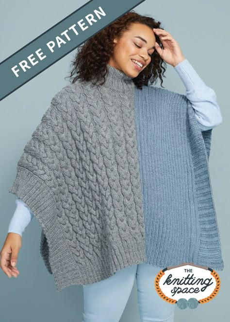 Free Knitting Patterns For Women Ponchos, Free Knitted Poncho Patterns, Knit Shawls And Wraps Patterns Free, Knit Poncho Free Pattern, Poncho Knitting Patterns Free, Knitted Poncho Patterns Free, Knitted Ponchos, Knitted Cape Pattern, Knitting Space