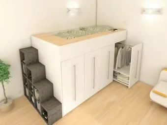 Hackers Help: Need some platform bed ideas - IKEA Hackers Small Sleeping Spaces, Bedroom Loft Ideas, Ikea Platform Bed, Adult Loft Bed, Cool Loft Beds, Mezzanine Bed, Murphy Bed Ikea, Modern Bunk Beds, Diy Platform Bed